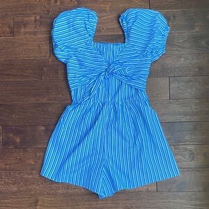 Habitual Kids Blue and White Striped Romper